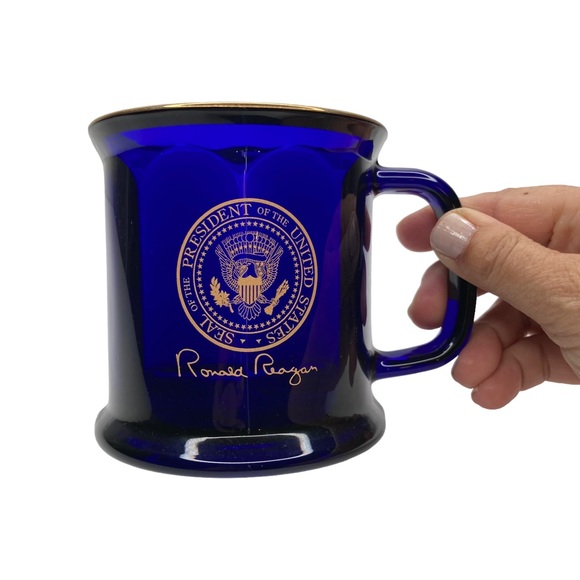 Ronald Reagan Vintage Cobalt Blue Coffee Mug + San Francisco Chronicles 6/4/2004 - Picture 3 of 15